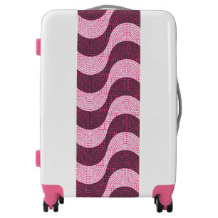 Portuguese cobblestone waves in modern pink luggage