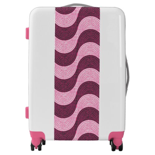 Portuguese cobblestone waves in modern pink luggage