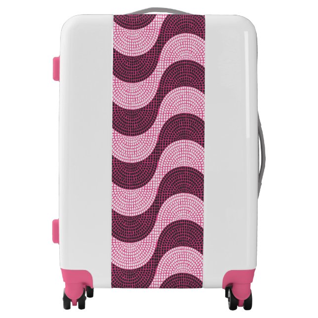 Portuguese cobblestone waves in modern pink luggage (Front)