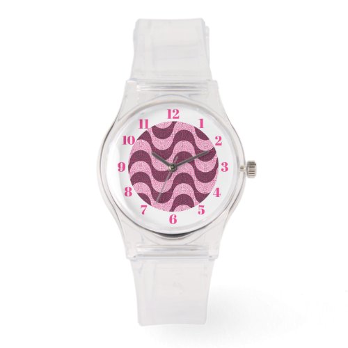 Portuguese cobblestone waves in modern pink watch