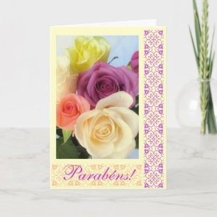 Portuguese: Congratulations! Happy Birthday! Card