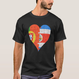 Portuguese Costa Rican Flag Heart T-Shirt