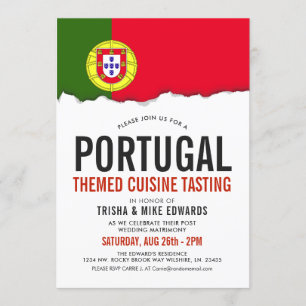 Portuguese Cuisine Party Flag White Invite