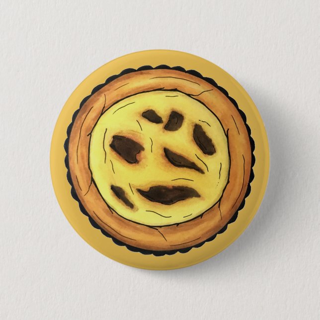 Portuguese Custard Egg Tart Pastel Pastéis de Nata Button (Front)