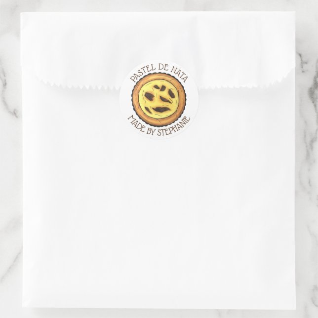 Portuguese Custard Egg Tart Pastel Pastéis de Nata Classic Round Sticker (Bag)