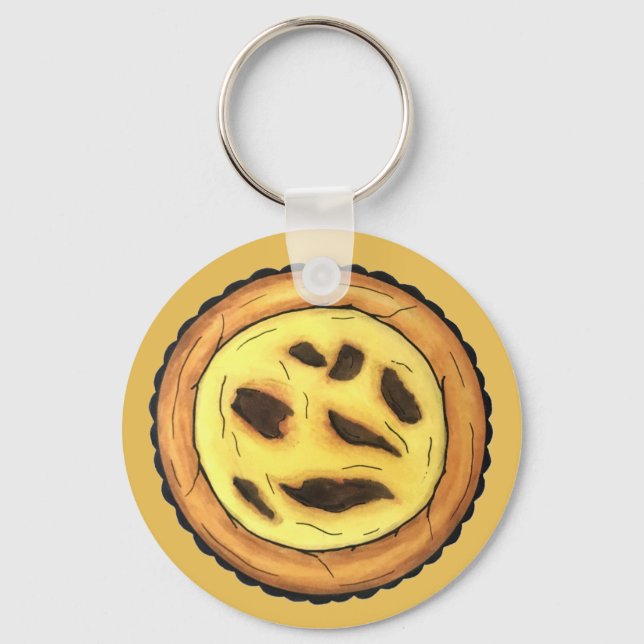 Portuguese Custard Egg Tart Pastel Pastéis de Nata Keychain (Front)