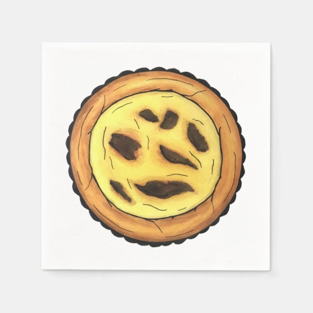 Portuguese Custard Egg Tart Pastel Pastéis de Nata Napkins (Front)