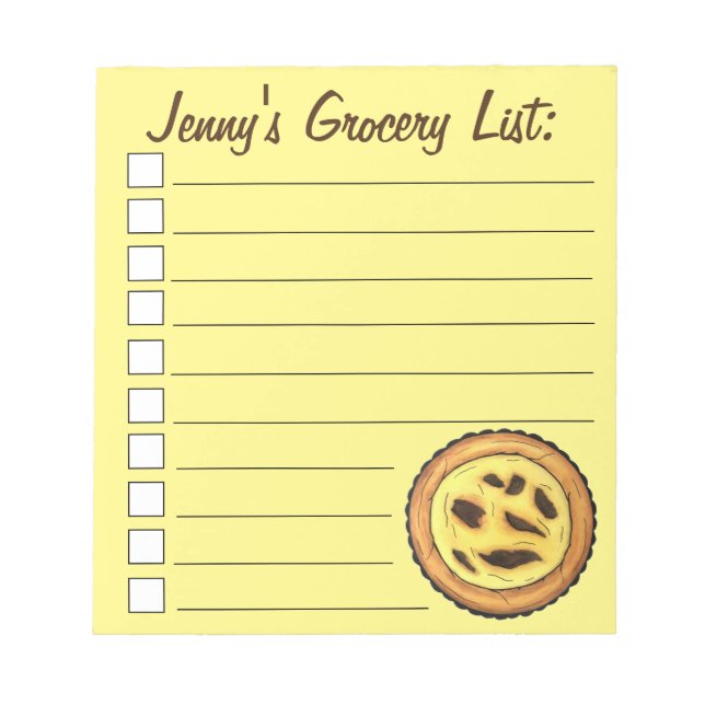 Portuguese Custard Egg Tart Pastel Pastéis de Nata Notepad (Front)