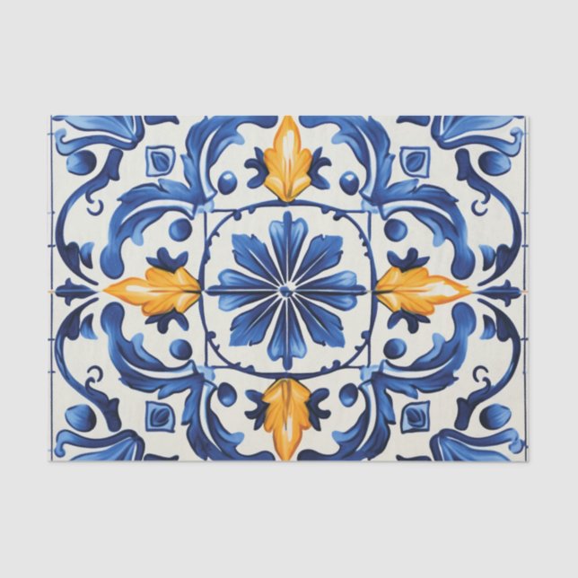 Portuguese cute tile pattern decoupage  tissue paper (Front)