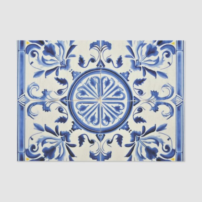 Portuguese cute tile pattern decoupage  tissue paper (Front)