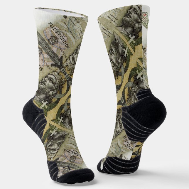 Portuguese designs Crew Socks (Angled)