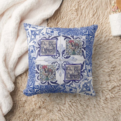 Portuguese designs throw pillow