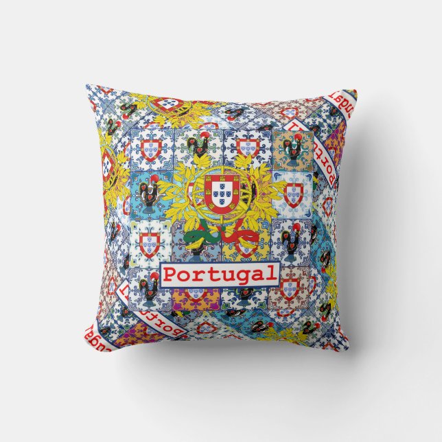 Portuguese designs throw pillow (Front)