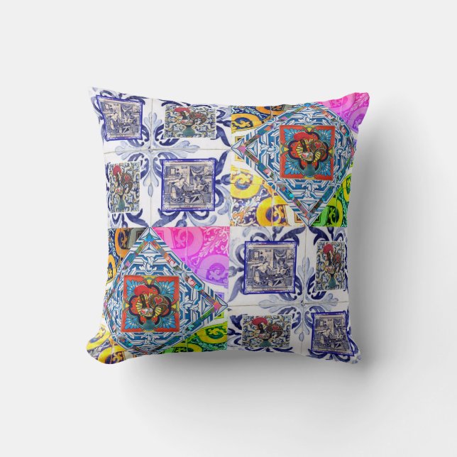 Portuguese designs throw pillow (Front)