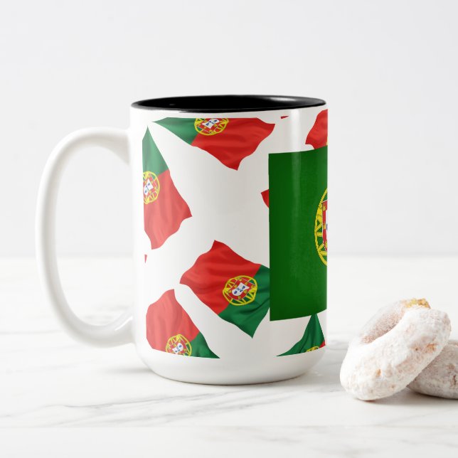 Portuguese designs Two-Tone coffee mug (With Donut)