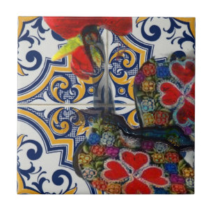 Portuguese designs Wood Wall Art Ceramic Tile