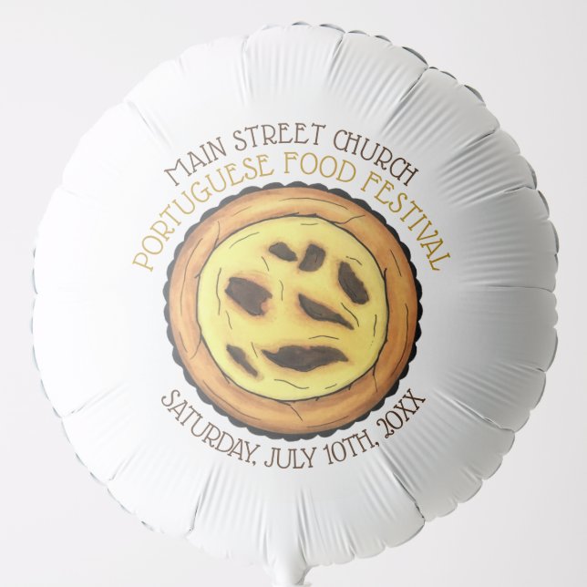 Portuguese Egg Custard Tart Pastry Food Festival Balloon (Front)