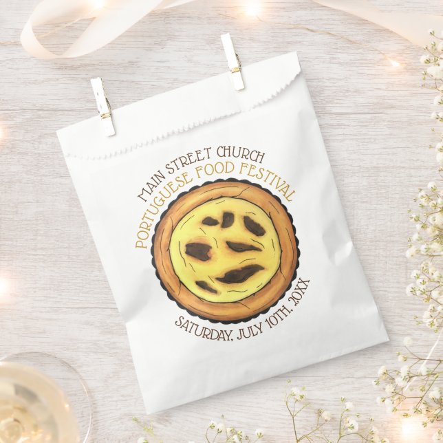 Portuguese Egg Custard Tart Pastry Food Festival Favor Bag (Clipped)