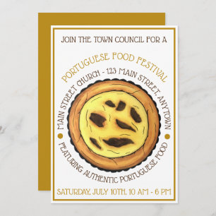 Portuguese Egg Custard Tart Pastry Food Festival Invitation