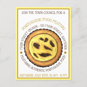 Portuguese Egg Custard Tart Pastry Food Festival Invitation Postcard