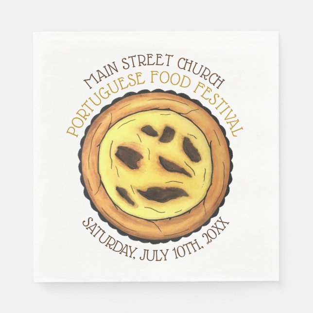 Portuguese Egg Custard Tart Pastry Food Festival Napkins (Front)