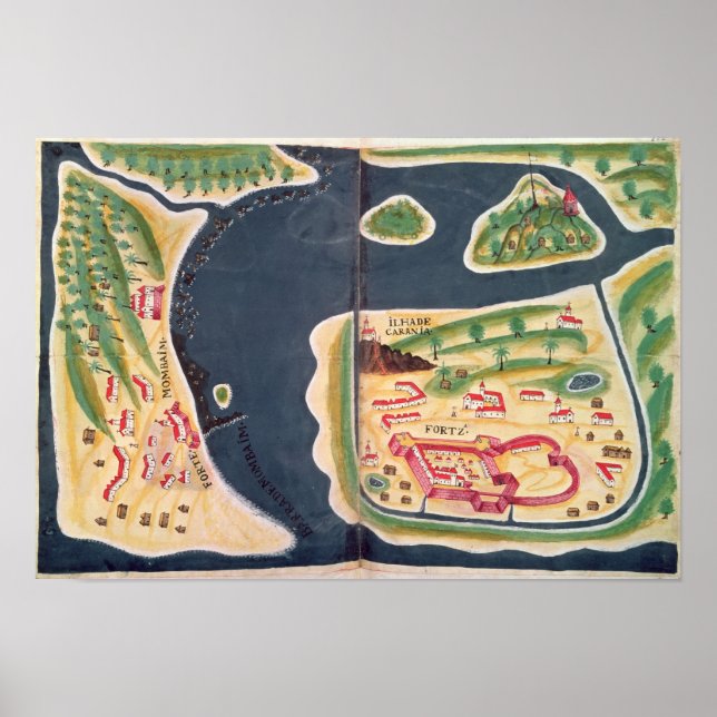 Portuguese exploration map of Mombassa Poster (Front)