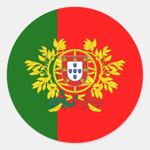 Portuguese Flag  Coat of Arms Flag of Portugal Classic Round Sticker