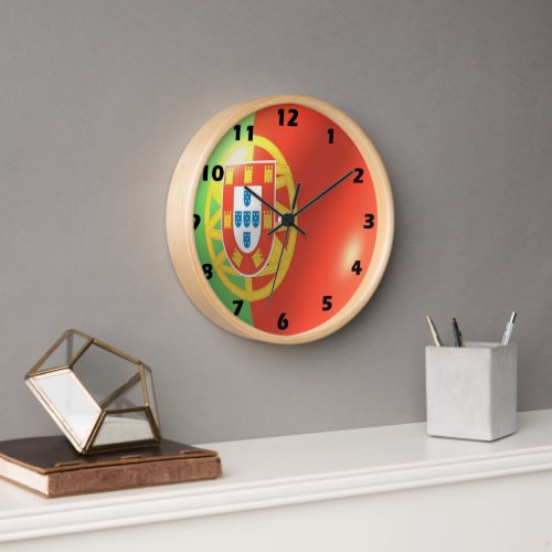 Portuguese Flag Design Wall Clock