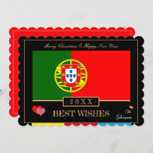 Portuguese Flag  Happy New YearBest Wishes Holiday Card