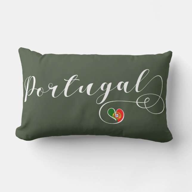 Portuguese Flag Heart, Portugal Lumbar Pillow (Front)