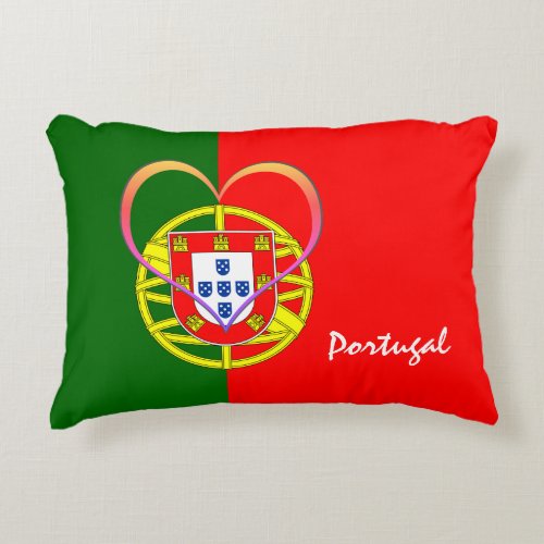 Portuguese flag  Heart _ Portugal sports fans Accent Pillow