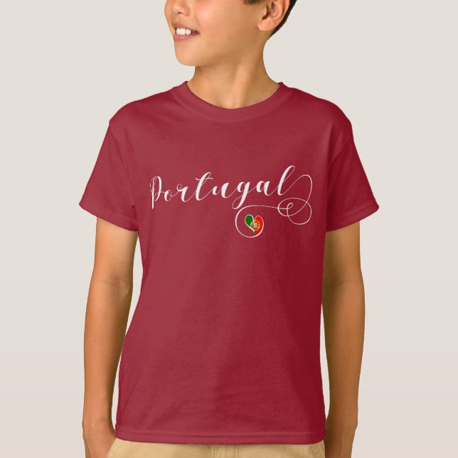 Portuguese Flag Heart, Portugal T-Shirt (Front)