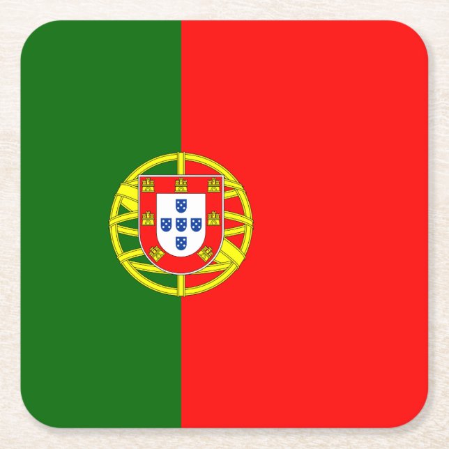 Portuguese flag of Portugal paper drink coasters (Front)