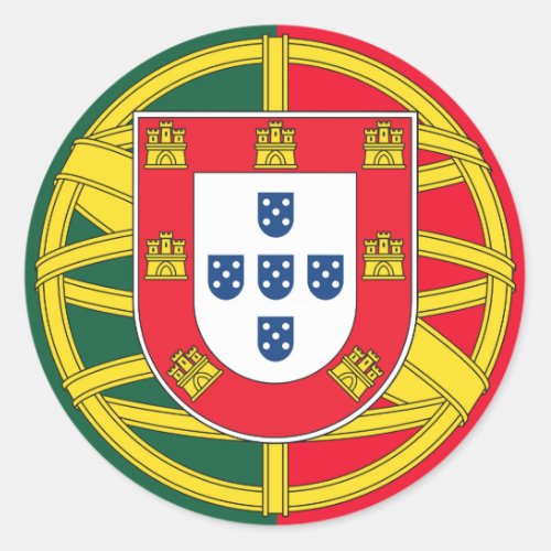 Portuguese flag quality classic round sticker