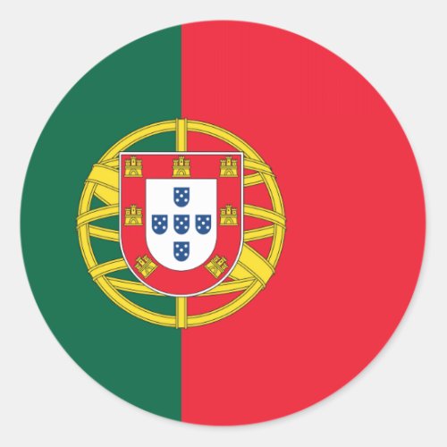 Portuguese flag quality classic round sticker