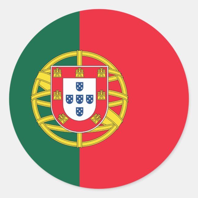 Portuguese flag quality classic round sticker (Front)
