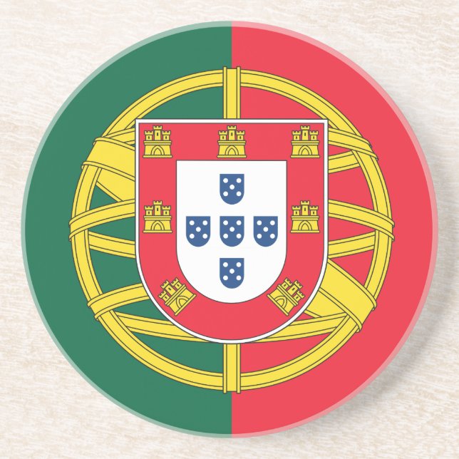 Portuguese flag quality drink coaster (Front)