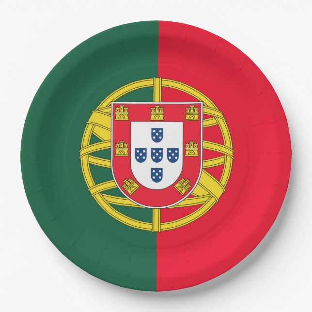 Portuguese flag quality paper plates (Front)