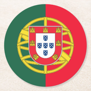 Portuguese flag quality round paper coaster