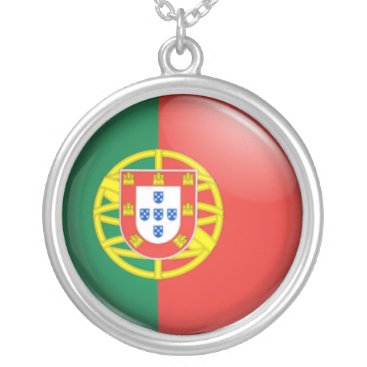 Portuguese flag silver plated necklace