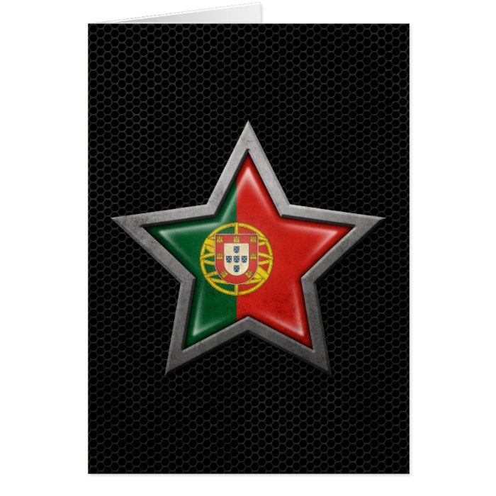 Portuguese Flag Star with Steel Mesh Effect Cards