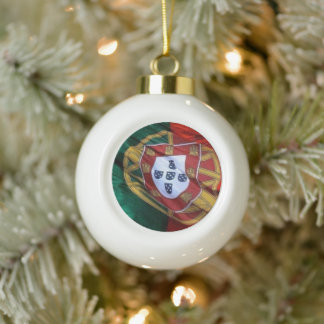 Portuguese folk art ceramic ball christmas ornament