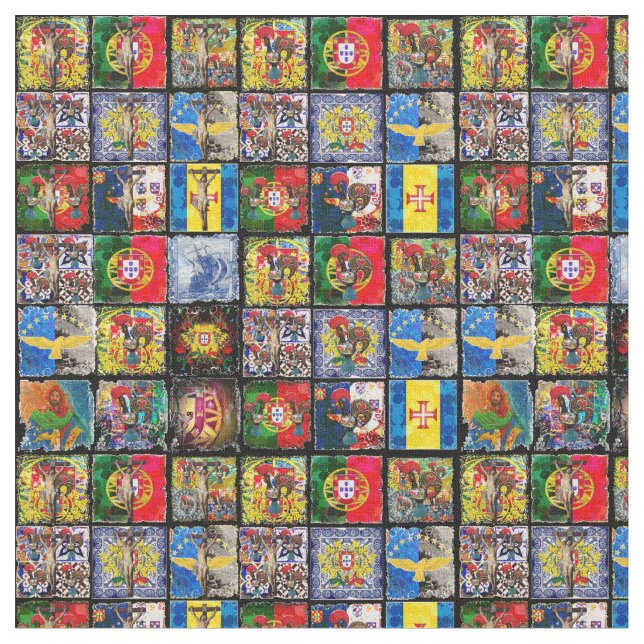 Portuguese folk art design fabric (Close Up)