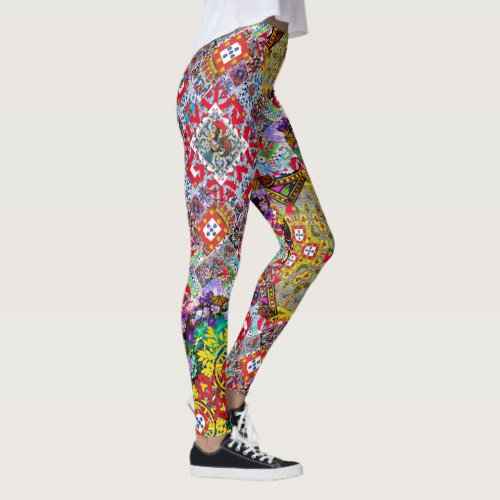 Portuguese folk art design leggings