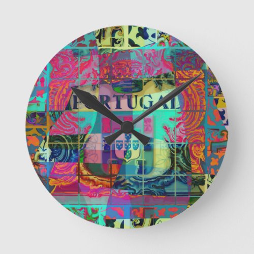 Portuguese folk art design round clock