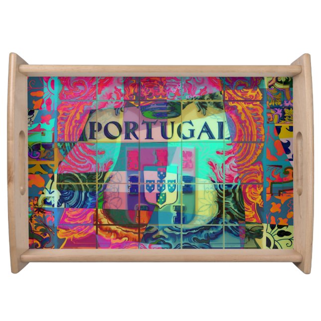 Portuguese folk art design serving tray (Front)