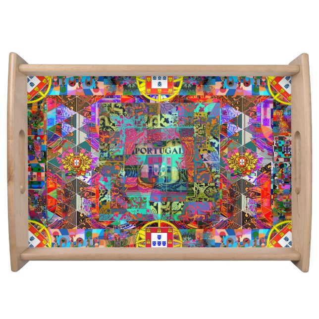 Portuguese folk art design serving tray (Front)