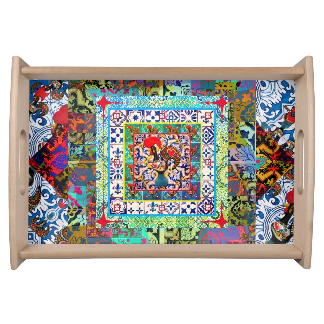 Portuguese folk art design serving tray (Front)