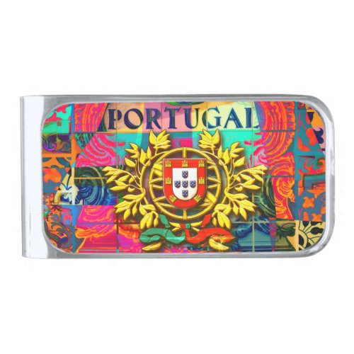 Portuguese folk art design silver finish money clip