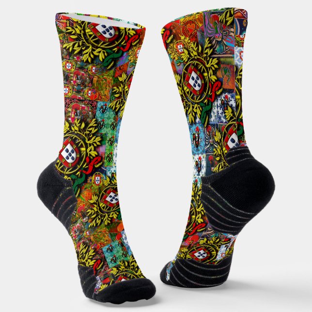 Portuguese folk art design socks (Angled)